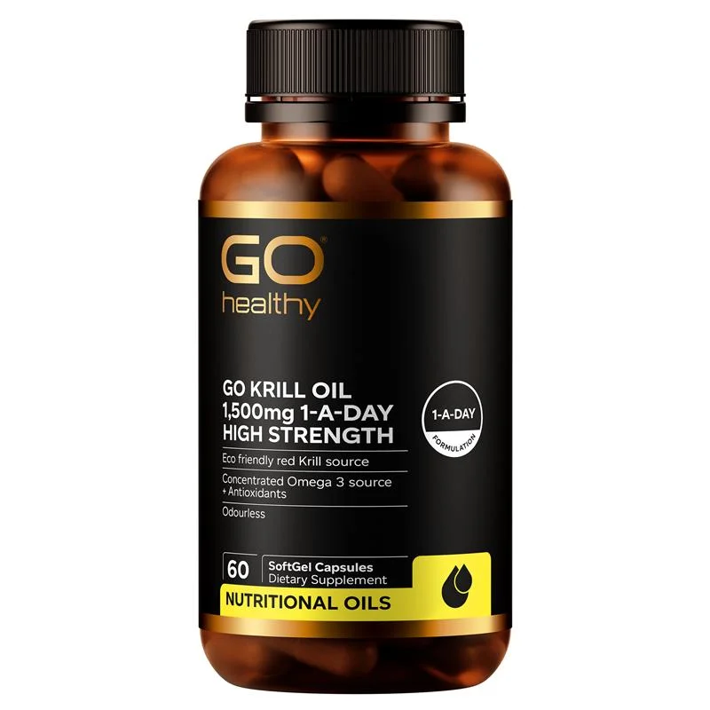 go healthy krill oil 1500mg 60c 高之源 Krill磷虾油1500mg OMEGA3+虾青素 60粒 【保质期2029/02】